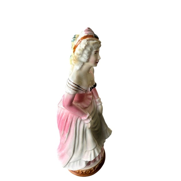 Vintage Moriyama Porcelain Colonial Lady Figurine 7.5" Pink Occupied Japan! - Picture 3 of 5